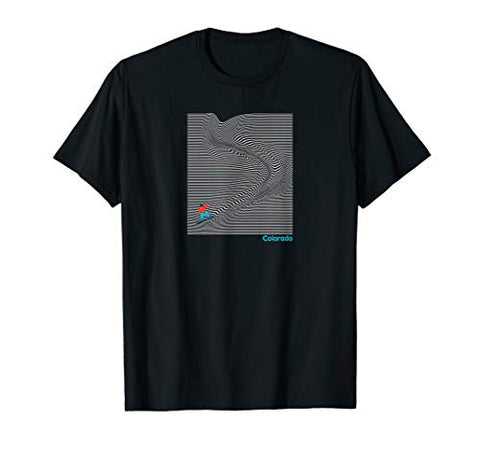 Colorado Mountain Snowboarder Ski Line Art Graphic T-Shirt