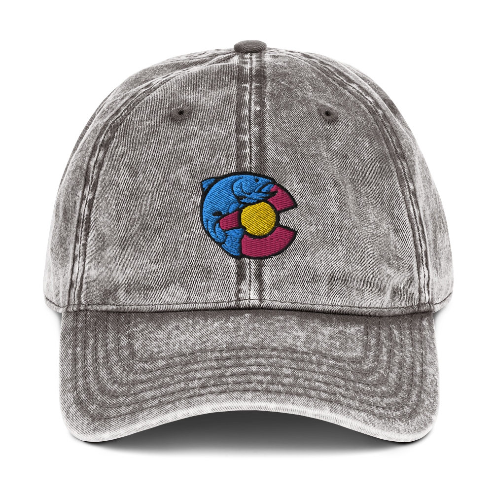 Colorado Fishing Trout Design Vintage Cotton Twill Cap – Colorado