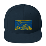 Geometric Colorado Mountains Gold Navy Classic Snapback Hat