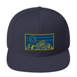 Geometric Colorado Mountains Gold Navy Classic Snapback Hat