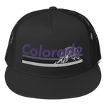 Retro Colorado Purple Sunset Flat Bill Trucker Cap