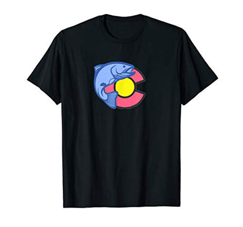 Colorado Fishing Colorado Flag Graphic Design T-Shirt