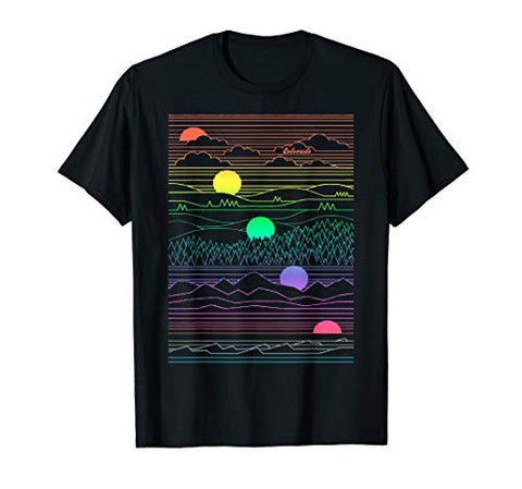 Colorado Mountain Line Art 80's Colorful Colorado Gifts T-Shirt