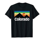 Colorado Retro Mountain and Flag Design T-Shirt