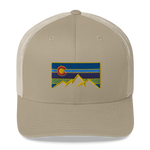 Colorado Mountains Colorful Retro Trucker Cap