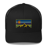 Colorado Mountains Colorful Retro Trucker Cap