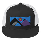 Colorado Mountains Minimalist Design Flat Bill Trucker Cap