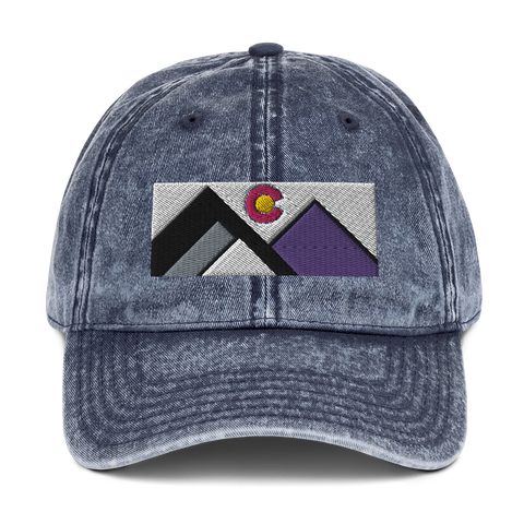 Geometric Mountains Colorado Retro Vintage Cotton Twill Cap