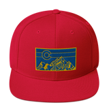 Geometric Colorado Mountains Gold Navy Classic Snapback Hat