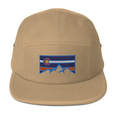 Colorado Mountain Orange and Blue Logo Five Panel Cap