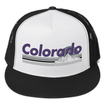 Retro Colorado Purple Sunset Flat Bill Trucker Cap