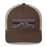 Colorado Mountains Purple Retro Trucker Cap