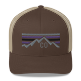 Colorado Mountains Purple Retro Trucker Cap