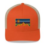 Colorado Mountains Colorful Retro Trucker Cap