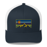 Colorado Mountains Colorful Retro Trucker Cap